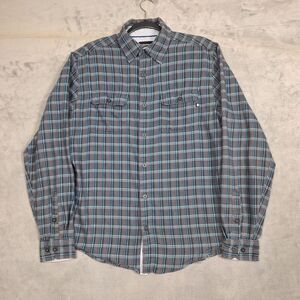 Marmot Flannel shirt mens‎ Medium Gray blue red white Plaid outdoor